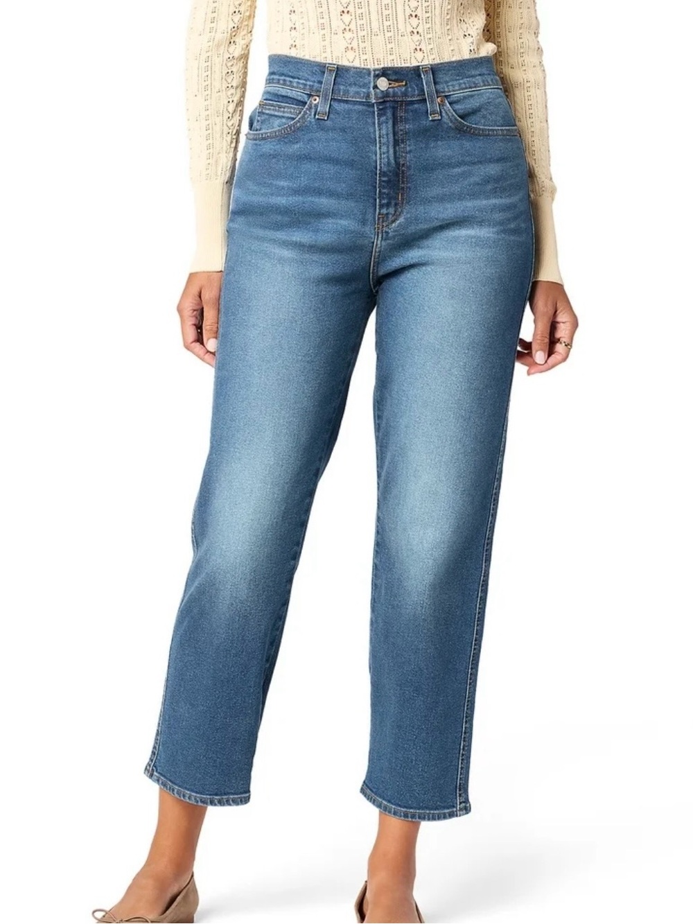 Petit High-Rise Straight Leg Women’s Capri Jeans - Blue